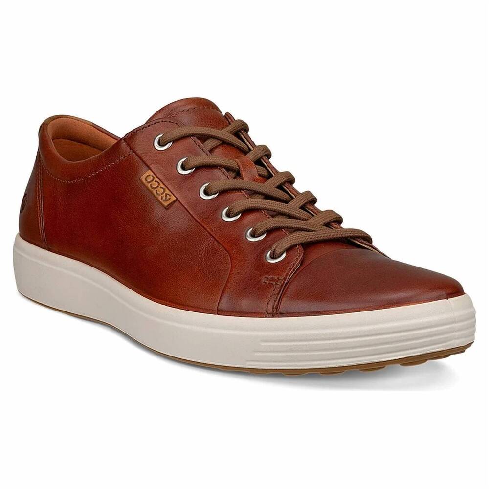 NEW ECCO men's soft 7 sneaker in cognac